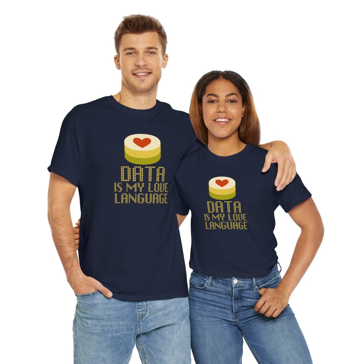 "Data is My Love Language" CW - 1 Casual Unisex Cotton T-Shirt, Tech Enthusiast Gift, Cute Data Lover Apparel, Geeky Gift for Him Her - AI Tee Hero