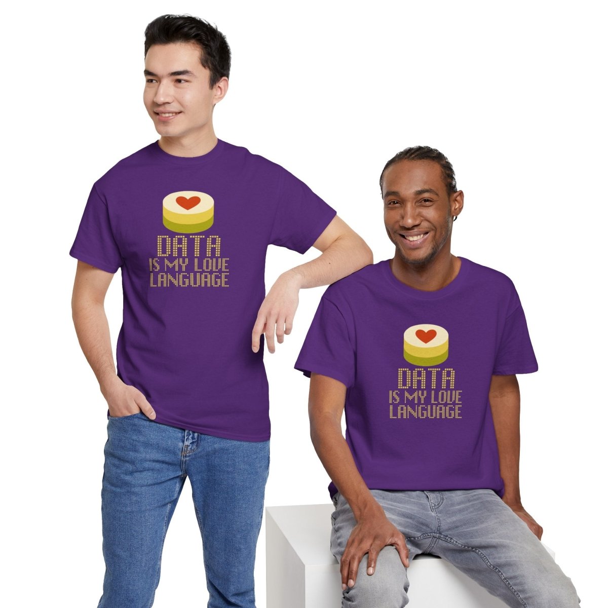 "Data is My Love Language" CW - 1 Casual Unisex Cotton T-Shirt, Tech Enthusiast Gift, Cute Data Lover Apparel, Geeky Gift for Him Her - AI Tee Hero