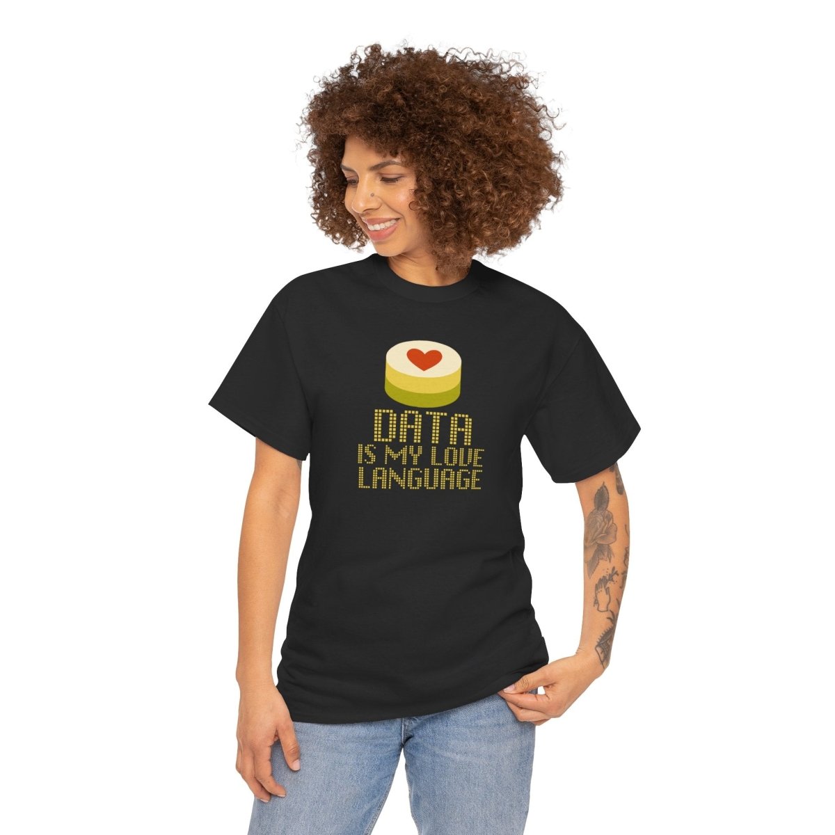 "Data is My Love Language" CW - 1 Casual Unisex Cotton T-Shirt, Tech Enthusiast Gift, Cute Data Lover Apparel, Geeky Gift for Him Her - AI Tee Hero