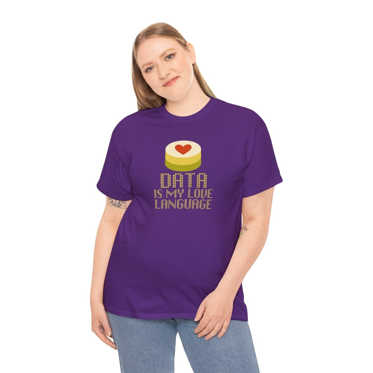 "Data is My Love Language" CW - 1 Casual Unisex Cotton T-Shirt, Tech Enthusiast Gift, Cute Data Lover Apparel, Geeky Gift for Him Her - AI Tee Hero