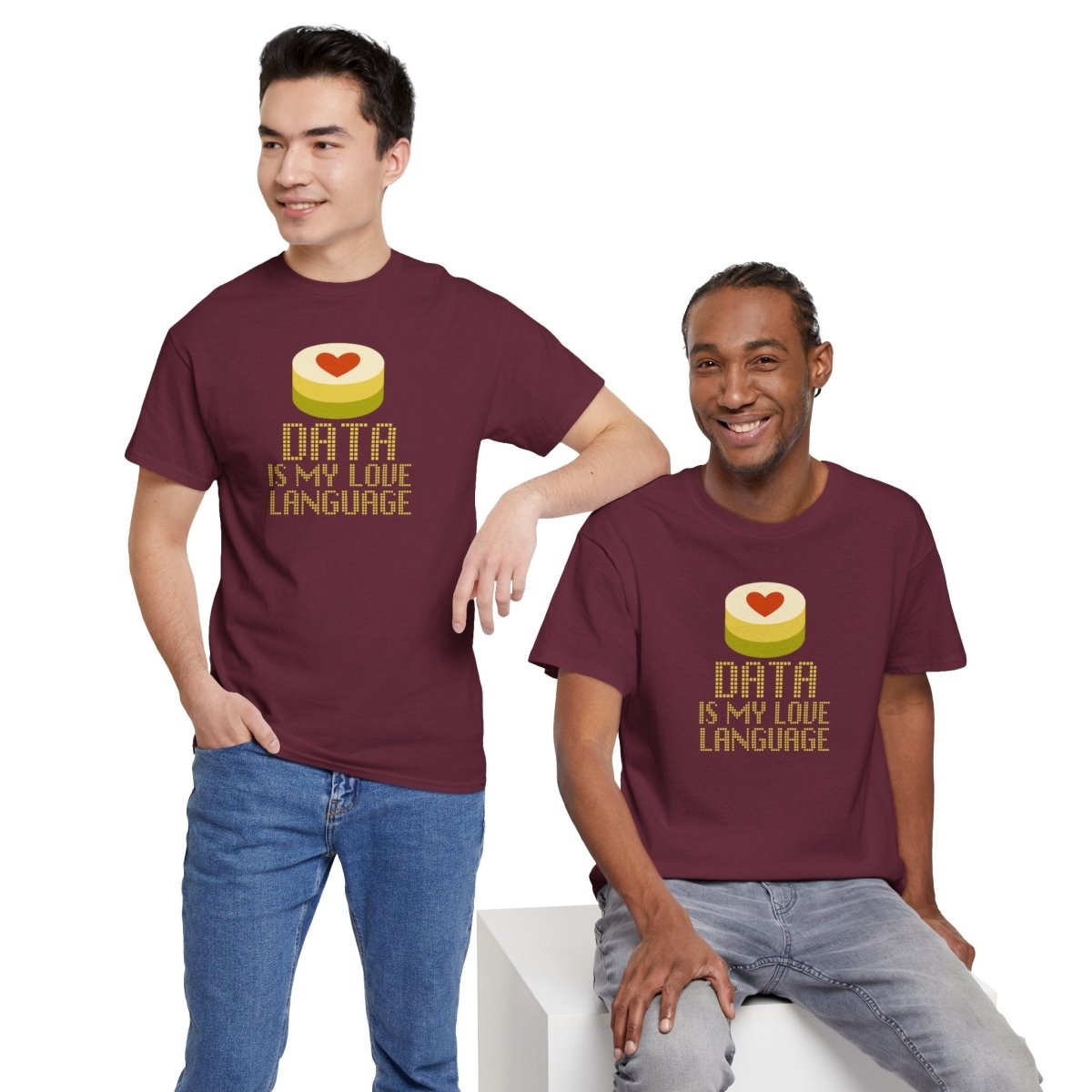 "Data is My Love Language" CW - 1 Casual Unisex Cotton T-Shirt, Tech Enthusiast Gift, Cute Data Lover Apparel, Geeky Gift for Him Her - AI Tee Hero