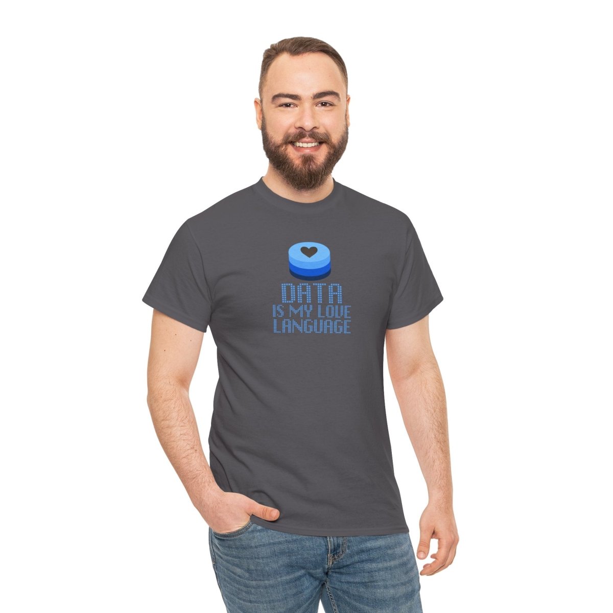 "Data is My Love Language" CW - 2 Casual Unisex Cotton T-Shirt, Tech Enthusiast Gift, Cute Data Lover Apparel, Geeky Gift for Him Her - AI Tee Hero