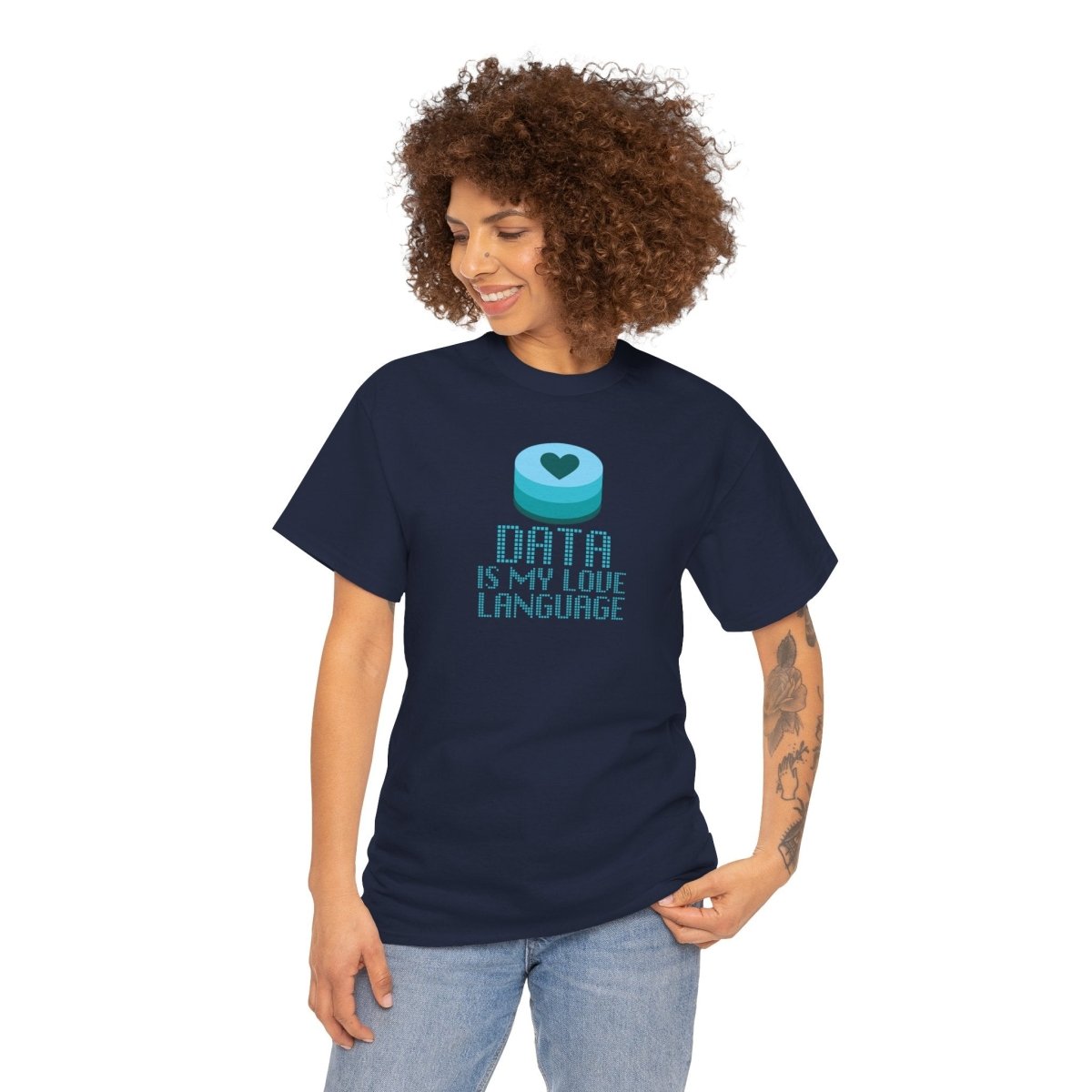 "Data is My Love Language" CW - 4 Casual Unisex Cotton T-Shirt, Tech Enthusiast Gift, Cute Data Lover Apparel, Geeky Gift for Him Her - AI Tee Hero