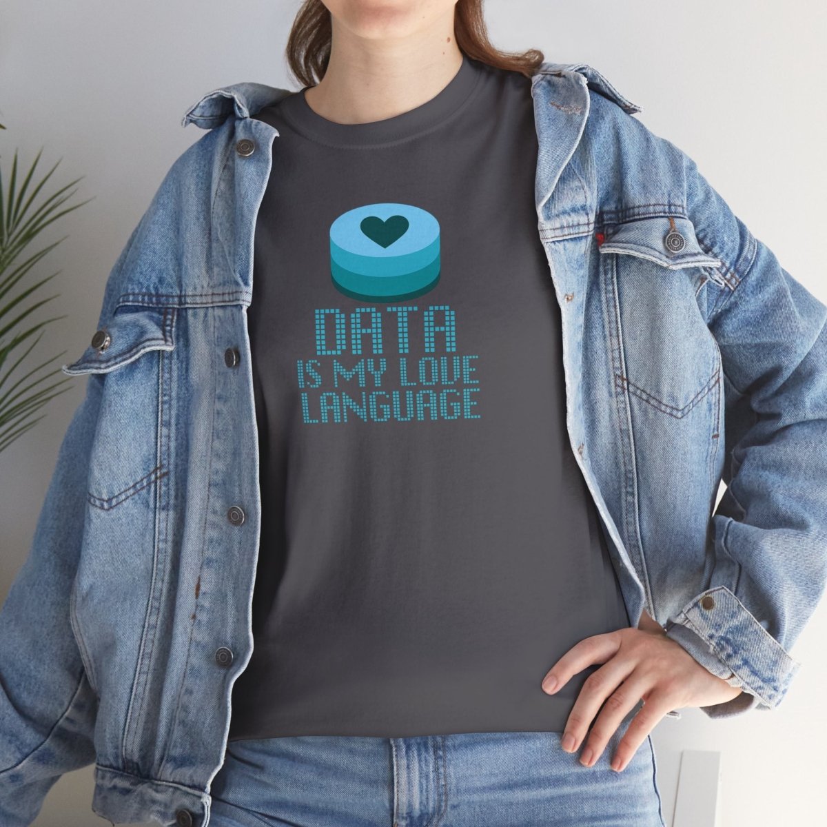 "Data is My Love Language" CW - 4 Casual Unisex Cotton T-Shirt, Tech Enthusiast Gift, Cute Data Lover Apparel, Geeky Gift for Him Her - AI Tee Hero