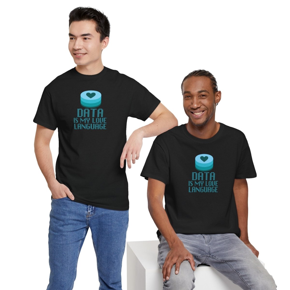 "Data is My Love Language" CW - 4 Casual Unisex Cotton T-Shirt, Tech Enthusiast Gift, Cute Data Lover Apparel, Geeky Gift for Him Her - AI Tee Hero