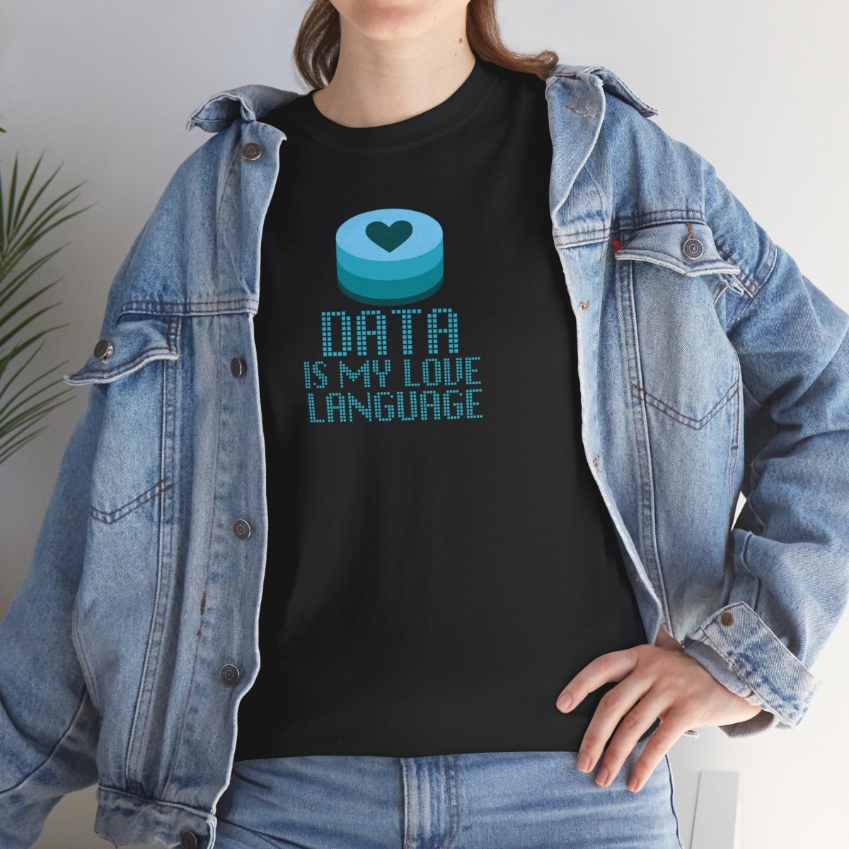 "Data is My Love Language" CW - 4 Casual Unisex Cotton T-Shirt, Tech Enthusiast Gift, Cute Data Lover Apparel, Geeky Gift for Him Her - AI Tee Hero