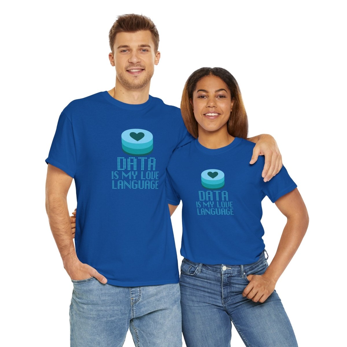 "Data is My Love Language" CW - 4 Casual Unisex Cotton T-Shirt, Tech Enthusiast Gift, Cute Data Lover Apparel, Geeky Gift for Him Her - AI Tee Hero