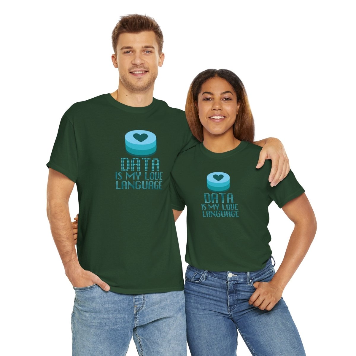 "Data is My Love Language" CW - 4 Casual Unisex Cotton T-Shirt, Tech Enthusiast Gift, Cute Data Lover Apparel, Geeky Gift for Him Her - AI Tee Hero