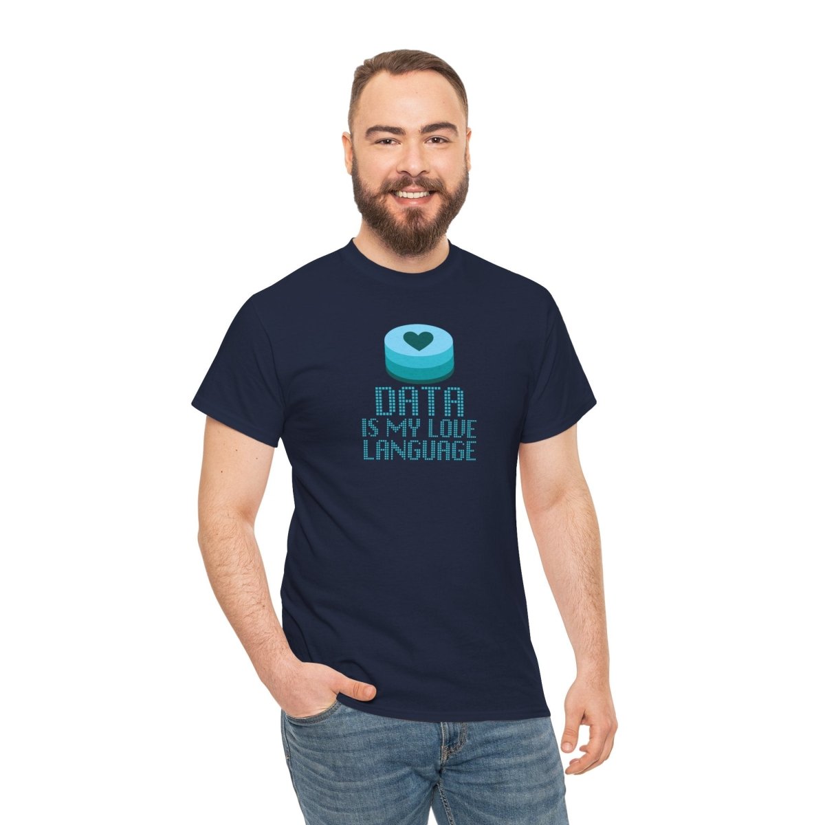 "Data is My Love Language" CW - 4 Casual Unisex Cotton T-Shirt, Tech Enthusiast Gift, Cute Data Lover Apparel, Geeky Gift for Him Her - AI Tee Hero