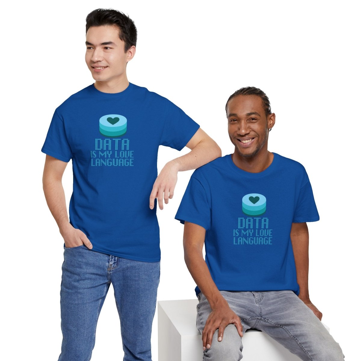 "Data is My Love Language" CW - 4 Casual Unisex Cotton T-Shirt, Tech Enthusiast Gift, Cute Data Lover Apparel, Geeky Gift for Him Her - AI Tee Hero