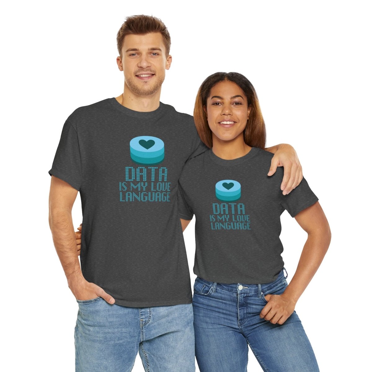 "Data is My Love Language" CW - 4 Casual Unisex Cotton T-Shirt, Tech Enthusiast Gift, Cute Data Lover Apparel, Geeky Gift for Him Her - AI Tee Hero