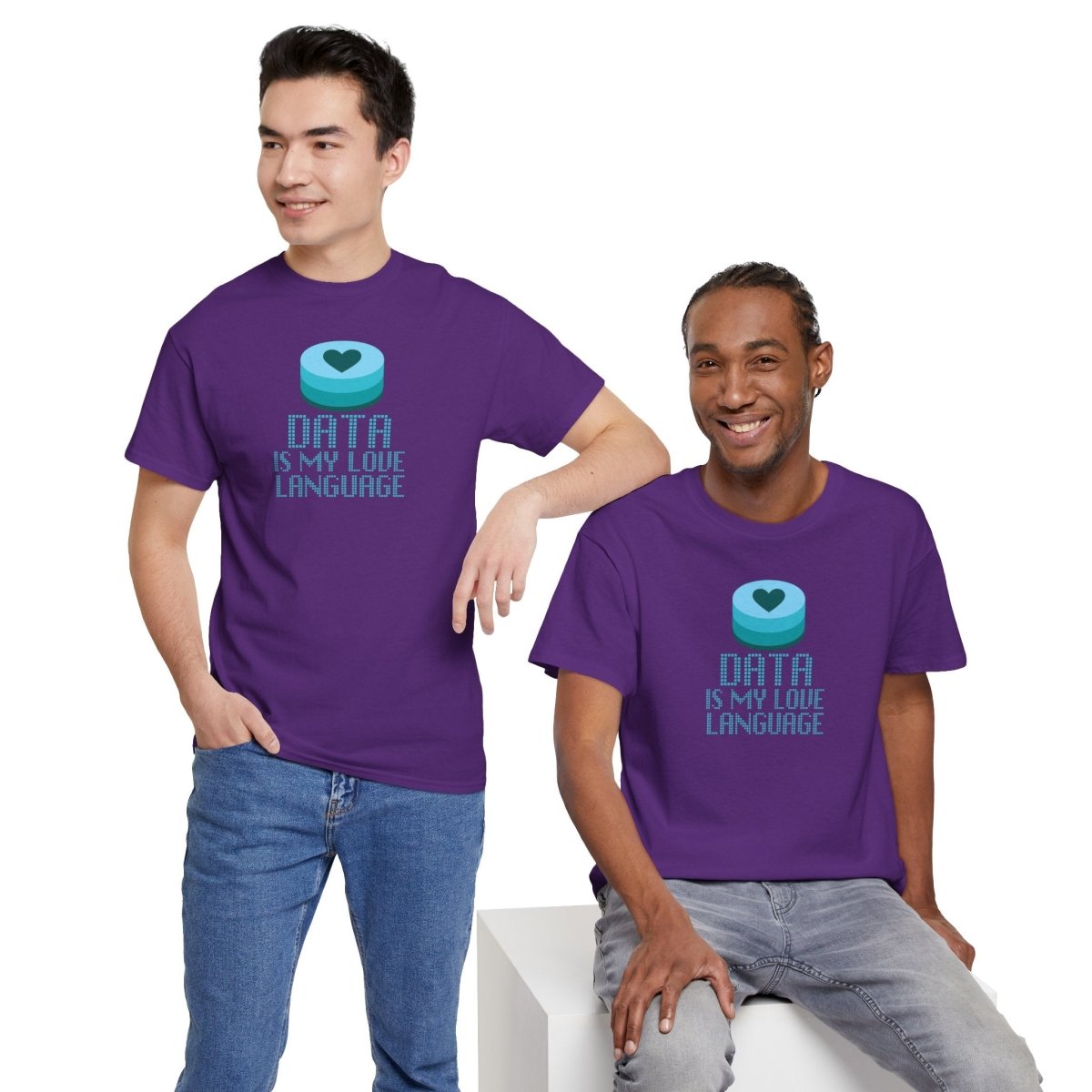"Data is My Love Language" CW - 4 Casual Unisex Cotton T-Shirt, Tech Enthusiast Gift, Cute Data Lover Apparel, Geeky Gift for Him Her - AI Tee Hero