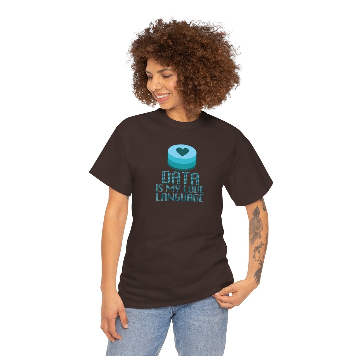 "Data is My Love Language" CW - 4 Casual Unisex Cotton T-Shirt, Tech Enthusiast Gift, Cute Data Lover Apparel, Geeky Gift for Him Her - AI Tee Hero