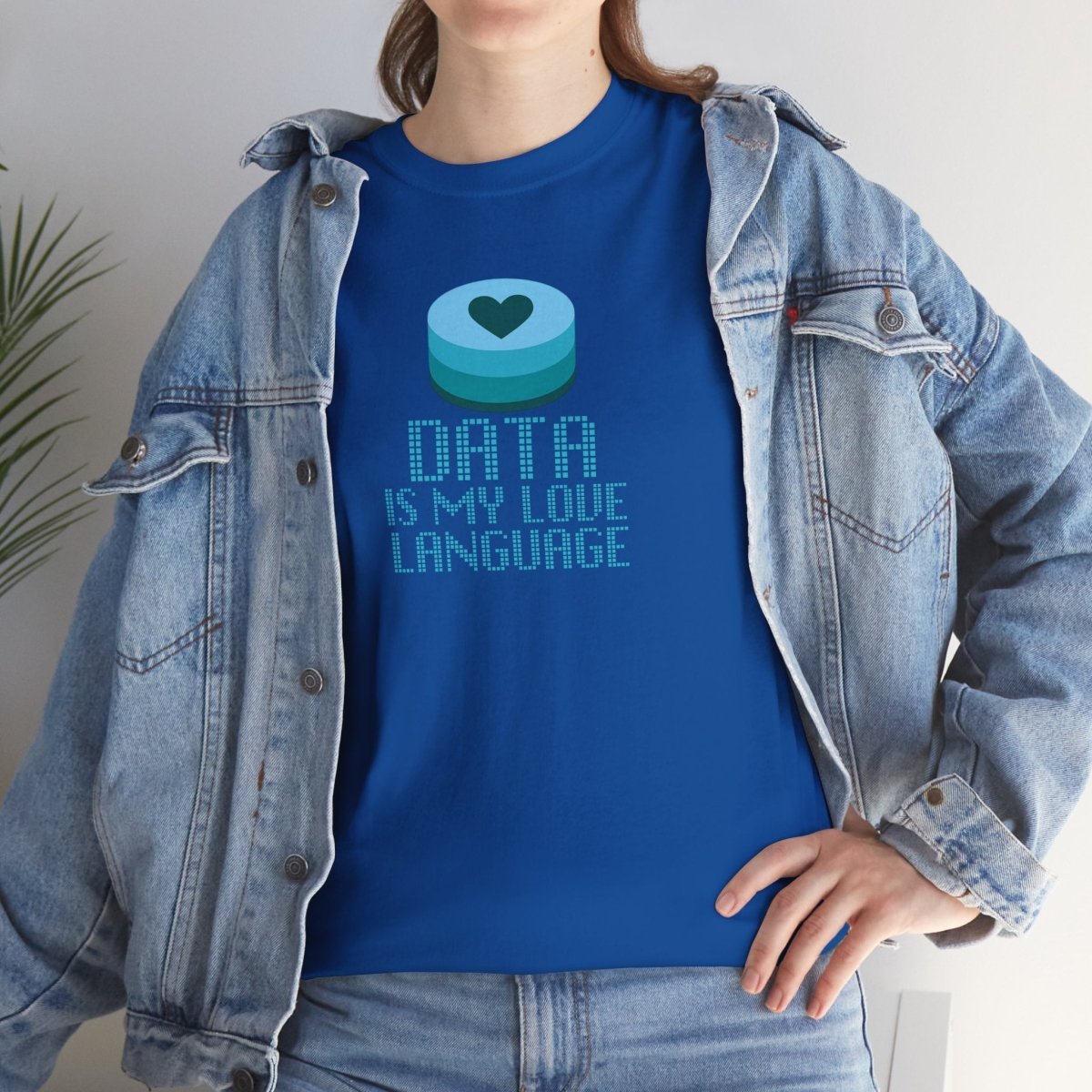 "Data is My Love Language" CW - 4 Casual Unisex Cotton T-Shirt, Tech Enthusiast Gift, Cute Data Lover Apparel, Geeky Gift for Him Her - AI Tee Hero