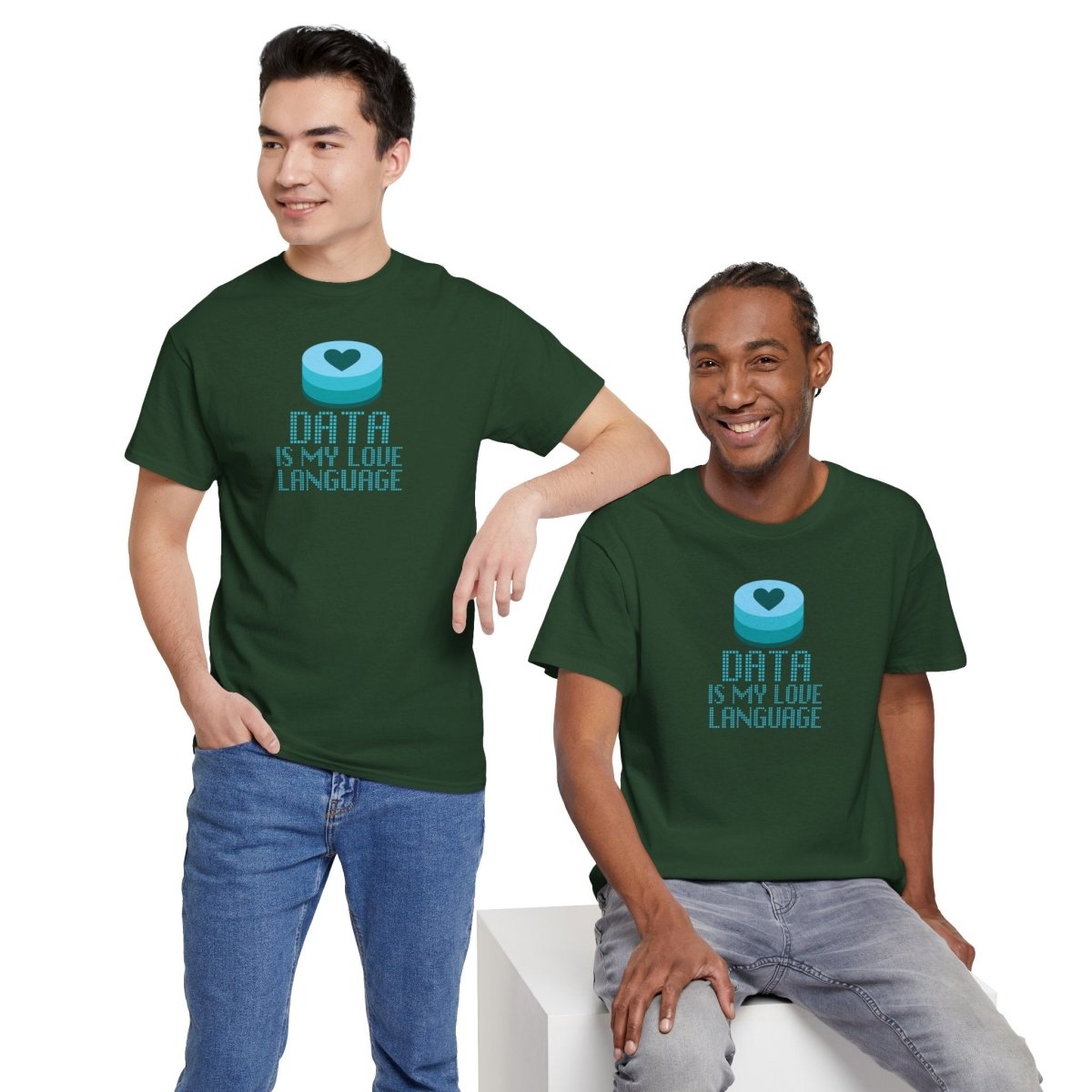 "Data is My Love Language" CW - 4 Casual Unisex Cotton T-Shirt, Tech Enthusiast Gift, Cute Data Lover Apparel, Geeky Gift for Him Her - AI Tee Hero