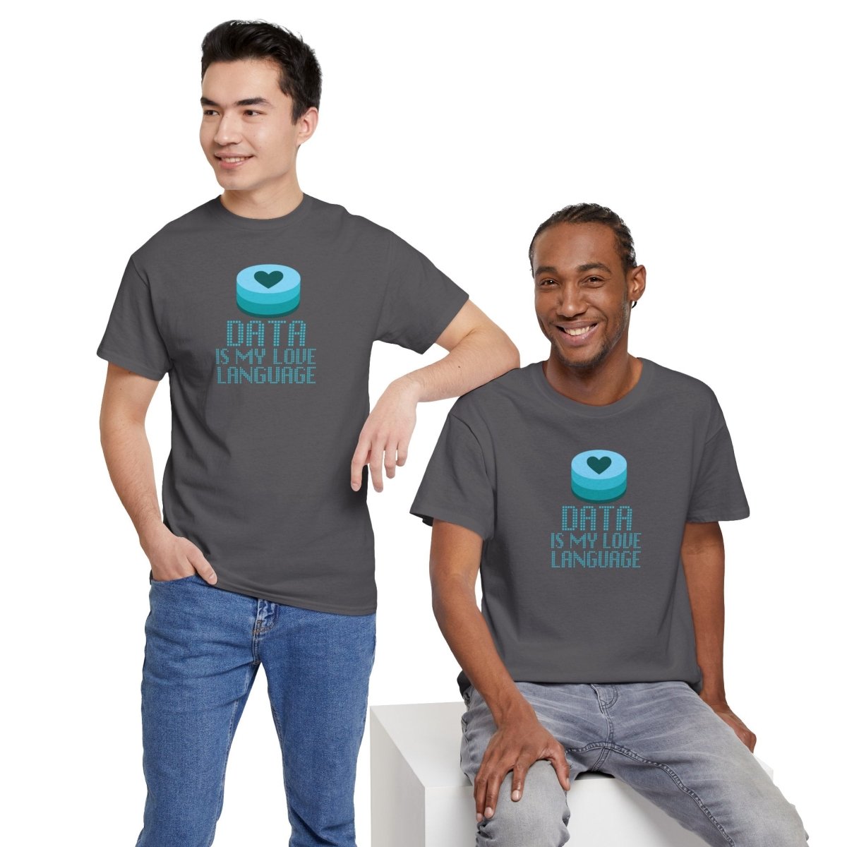 "Data is My Love Language" CW - 4 Casual Unisex Cotton T-Shirt, Tech Enthusiast Gift, Cute Data Lover Apparel, Geeky Gift for Him Her - AI Tee Hero