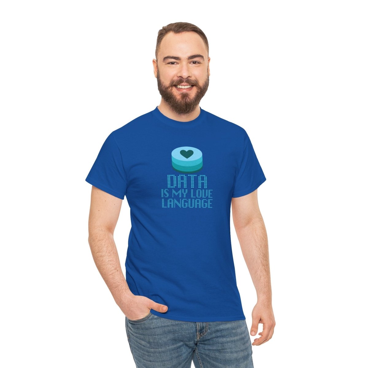 "Data is My Love Language" CW - 4 Casual Unisex Cotton T-Shirt, Tech Enthusiast Gift, Cute Data Lover Apparel, Geeky Gift for Him Her - AI Tee Hero