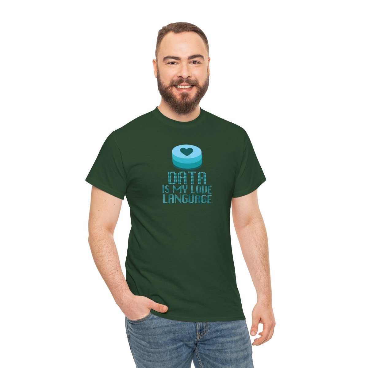 "Data is My Love Language" CW - 4 Casual Unisex Cotton T-Shirt, Tech Enthusiast Gift, Cute Data Lover Apparel, Geeky Gift for Him Her - AI Tee Hero