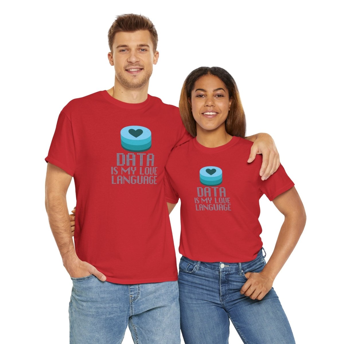 "Data is My Love Language" CW - 4 Casual Unisex Cotton T-Shirt, Tech Enthusiast Gift, Cute Data Lover Apparel, Geeky Gift for Him Her - AI Tee Hero