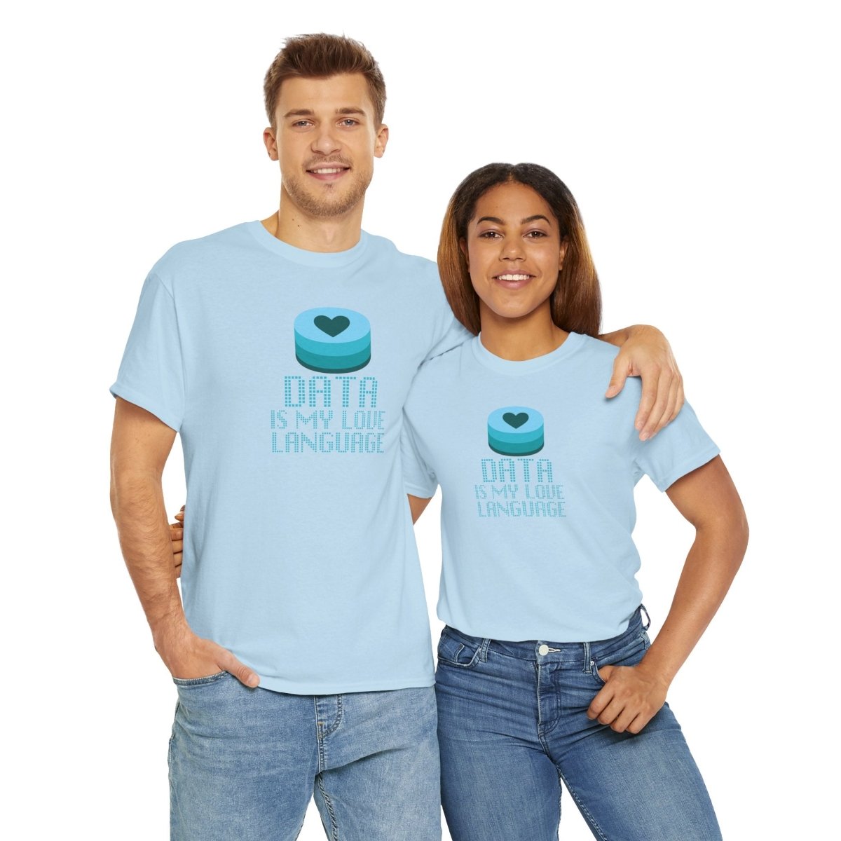 "Data is My Love Language" CW - 4 Casual Unisex Cotton T-Shirt, Tech Enthusiast Gift, Cute Data Lover Apparel, Geeky Gift for Him Her - AI Tee Hero