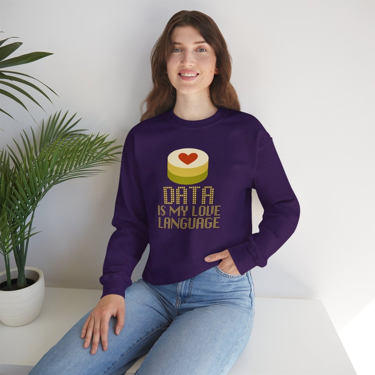 "Data is My Love Language" Sweatshirt - Unisex Crewneck for Tech Lovers, Casual Wear, Gift for Data Enthusiasts, Funny Programming Apparel - AI Tee Hero
