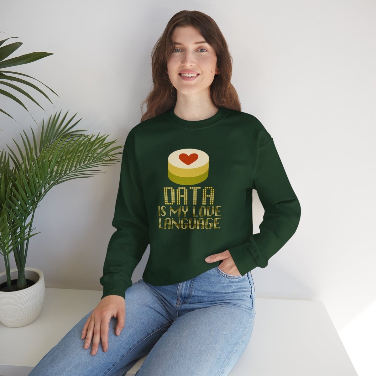 "Data is My Love Language" Sweatshirt - Unisex Crewneck for Tech Lovers, Casual Wear, Gift for Data Enthusiasts, Funny Programming Apparel - AI Tee Hero