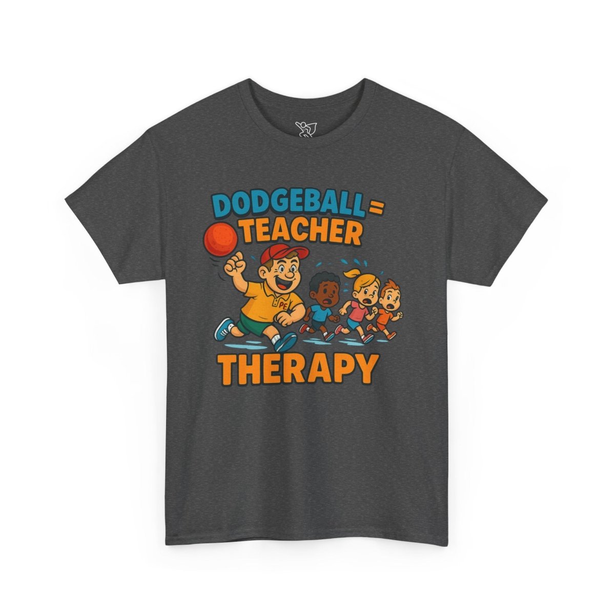 "Dodgeball = Teacher Therapy" Energetic P.E. Teacher Tee, Unisex Cotton Shirt, Fun Sports Apparel, Gift for Coaches, Back - to - School - AI Tee Hero