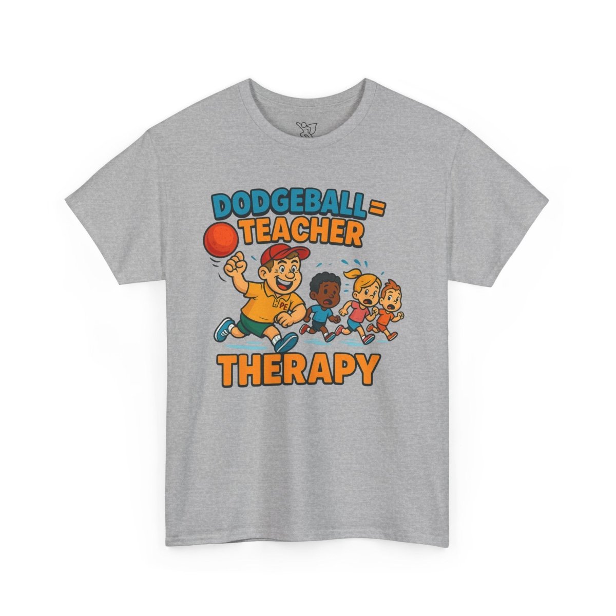 "Dodgeball = Teacher Therapy" Energetic P.E. Teacher Tee, Unisex Cotton Shirt, Fun Sports Apparel, Gift for Coaches, Back - to - School - AI Tee Hero