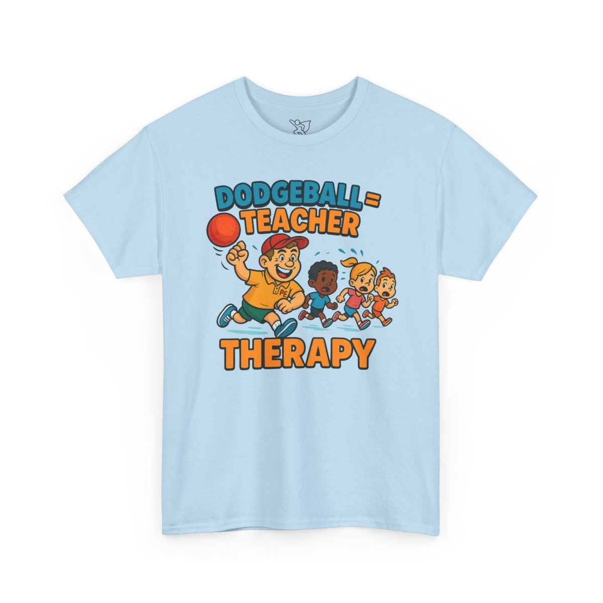 "Dodgeball = Teacher Therapy" Energetic P.E. Teacher Tee, Unisex Cotton Shirt, Fun Sports Apparel, Gift for Coaches, Back - to - School - AI Tee Hero