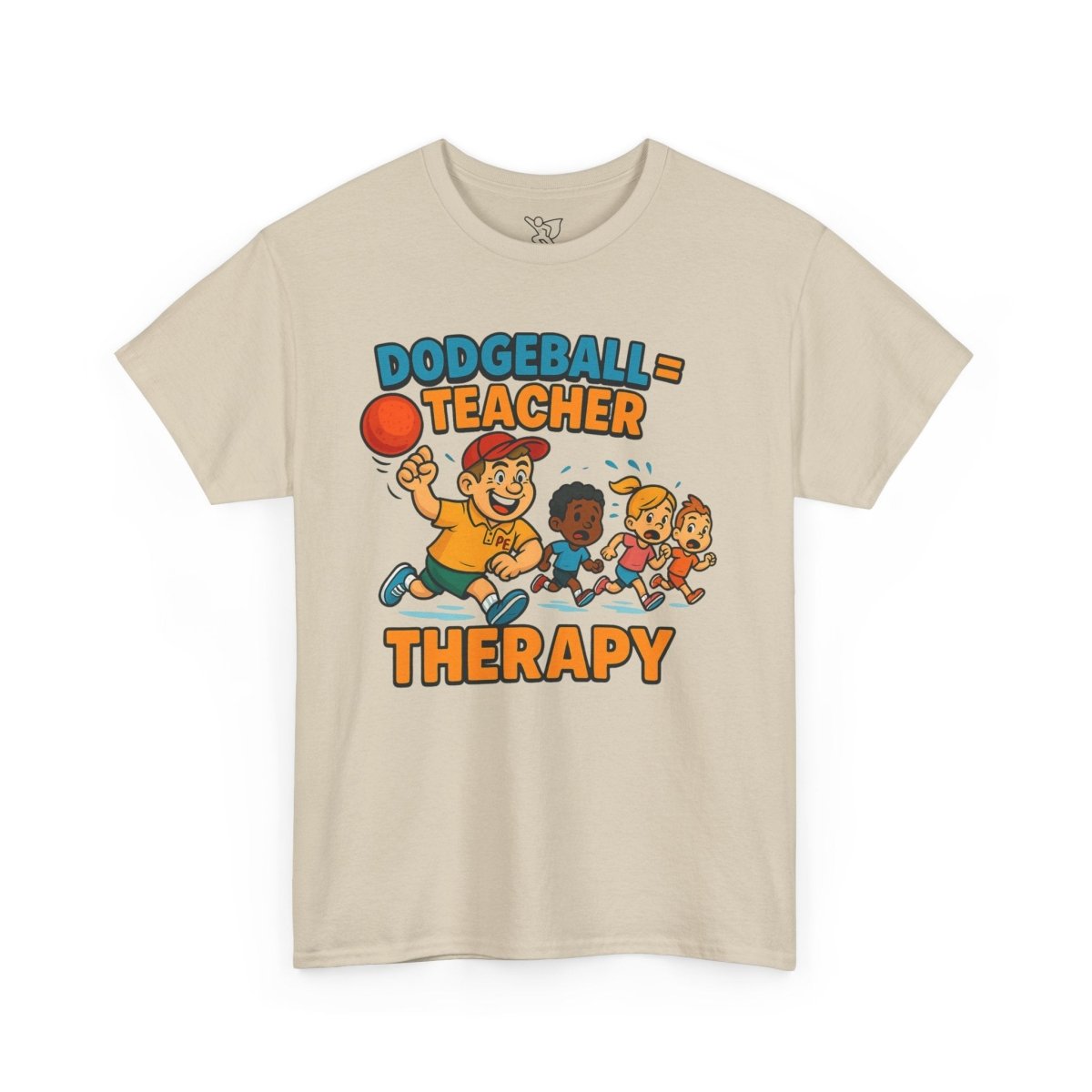 "Dodgeball = Teacher Therapy" Energetic P.E. Teacher Tee, Unisex Cotton Shirt, Fun Sports Apparel, Gift for Coaches, Back - to - School - AI Tee Hero