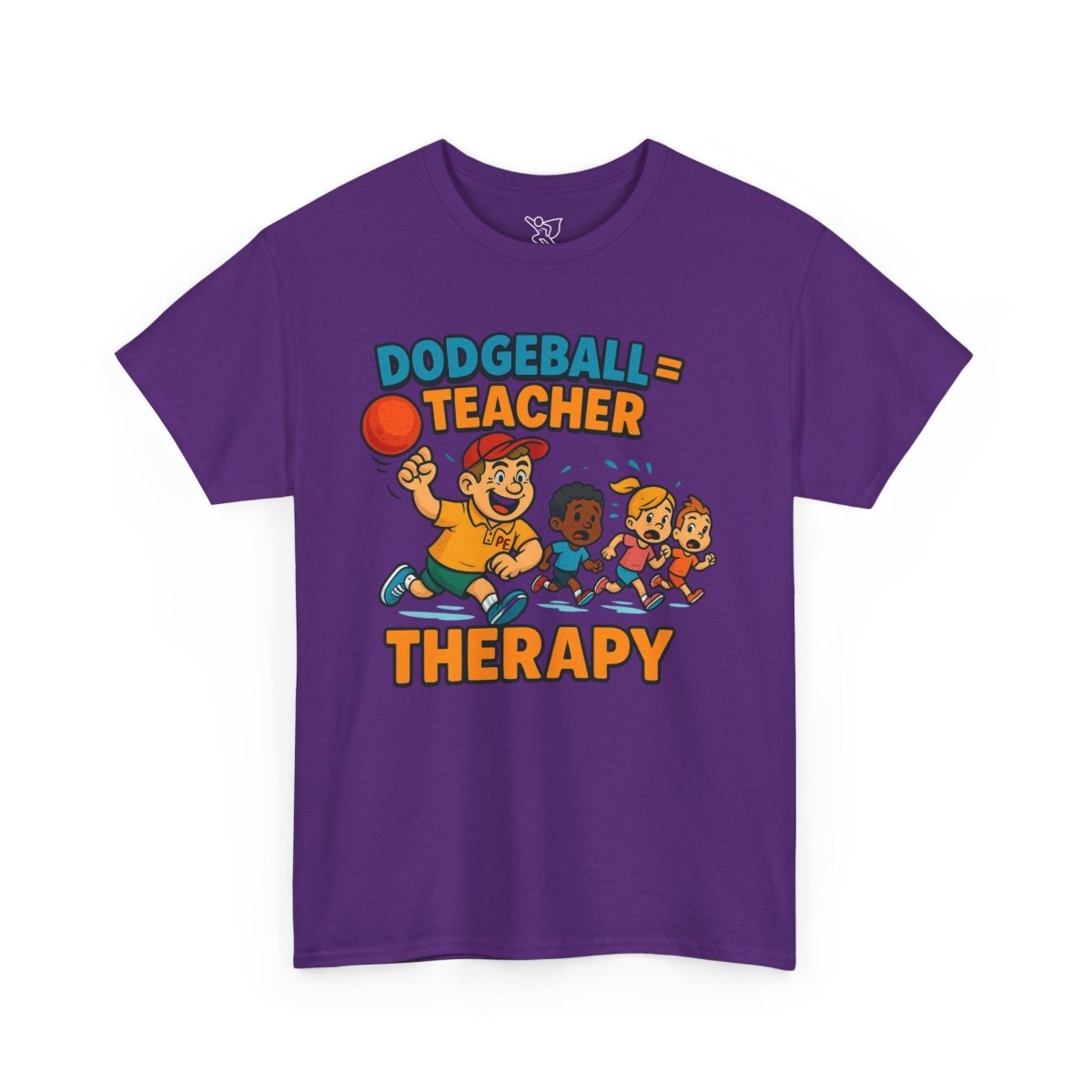 "Dodgeball = Teacher Therapy" Energetic P.E. Teacher Tee, Unisex Cotton Shirt, Fun Sports Apparel, Gift for Coaches, Back - to - School - AI Tee Hero