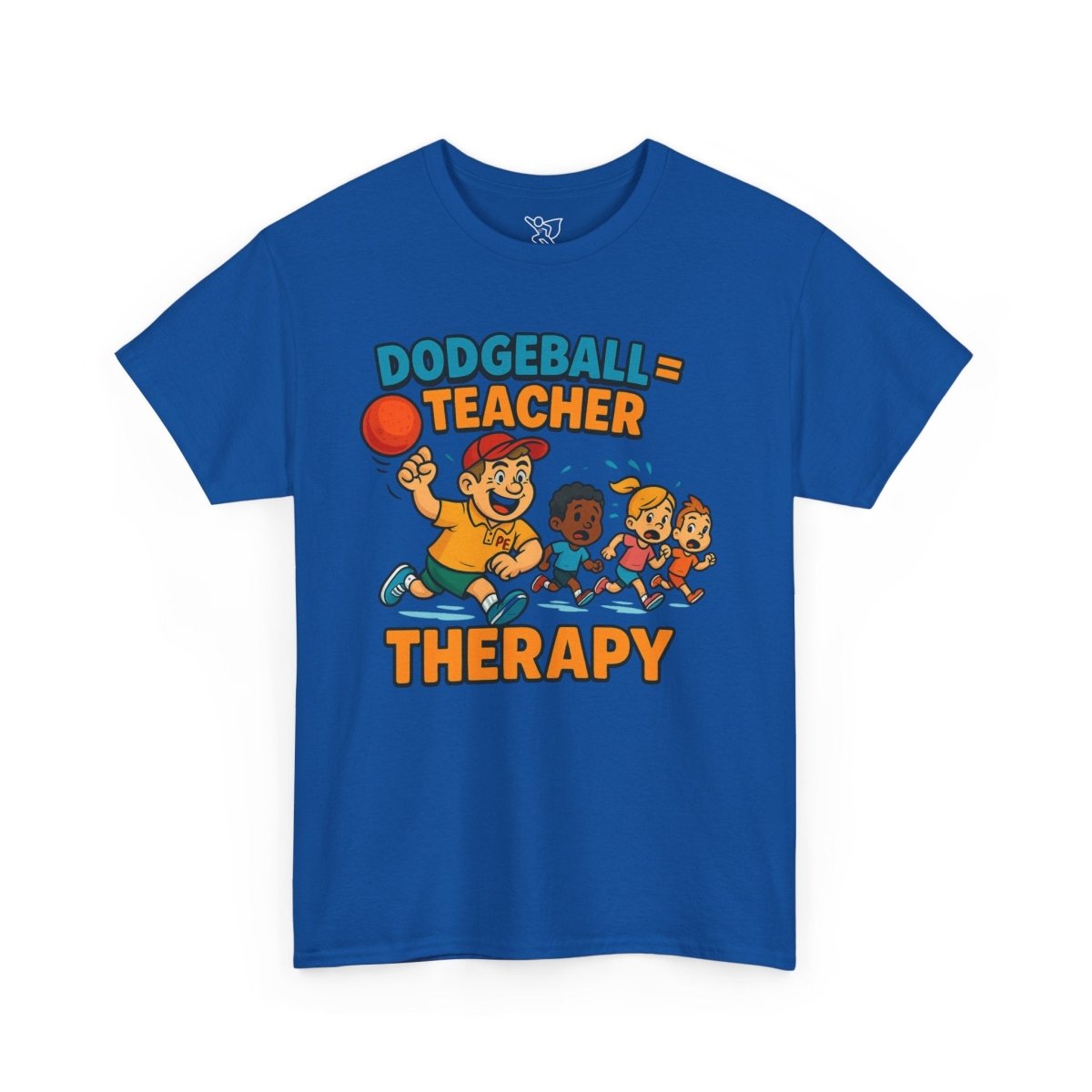 "Dodgeball = Teacher Therapy" Energetic P.E. Teacher Tee, Unisex Cotton Shirt, Fun Sports Apparel, Gift for Coaches, Back - to - School - AI Tee Hero