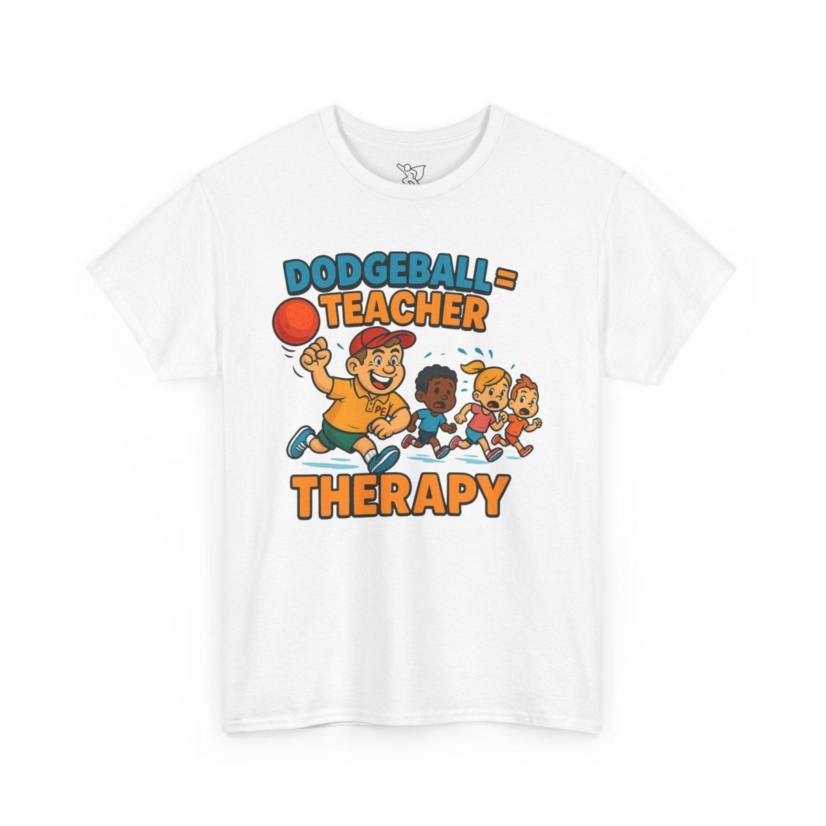 "Dodgeball = Teacher Therapy" Energetic P.E. Teacher Tee, Unisex Cotton Shirt, Fun Sports Apparel, Gift for Coaches, Back - to - School - AI Tee Hero