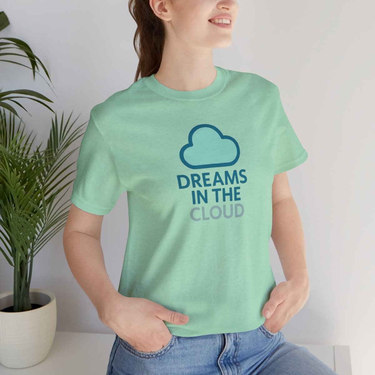 "Dreams in the Cloud" Unisex Tee, Cozy Cloud T-Shirt, Motivational Short Sleeve Shirt, Birthday Gift, Dreamy Casual Wear - AI Tee Hero