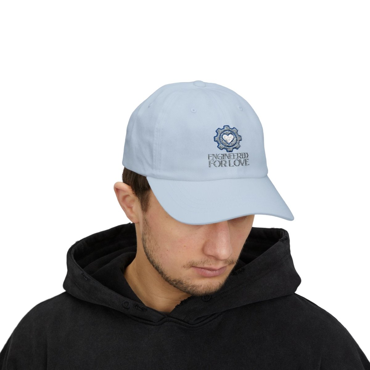 "Engineered for Love" Dad Cap, Casual Dad Hat, Father's Day Gift, Unisex Cap, Everyday Style, Cute Dad Accessory - AI Tee Hero
