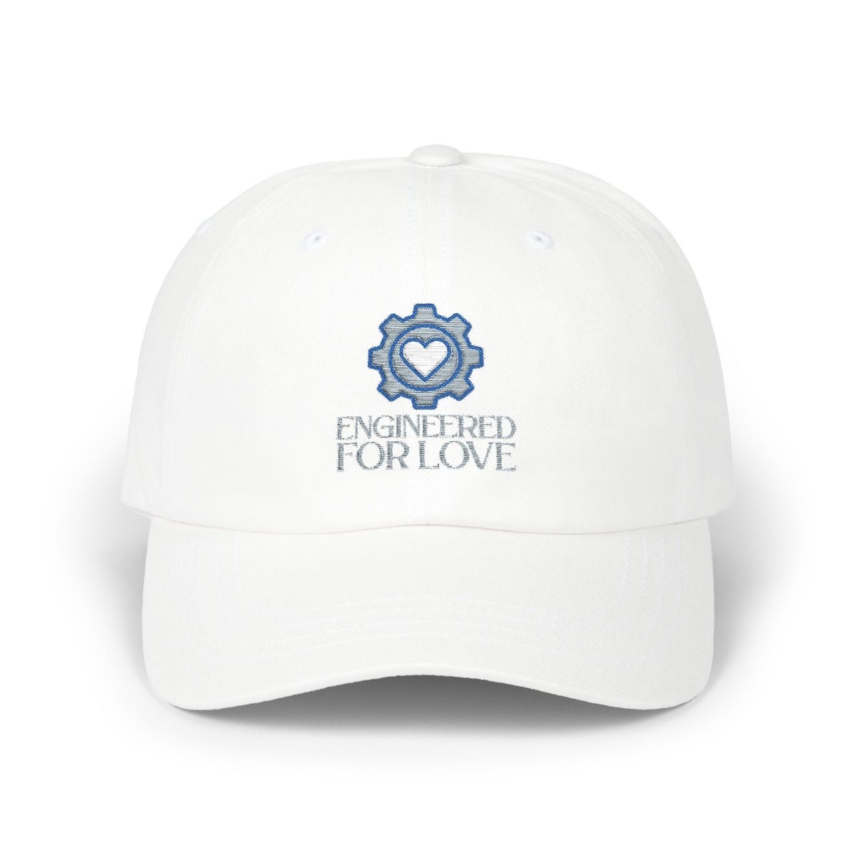 "Engineered for Love" Dad Cap, Casual Dad Hat, Father's Day Gift, Unisex Cap, Everyday Style, Cute Dad Accessory - AI Tee Hero