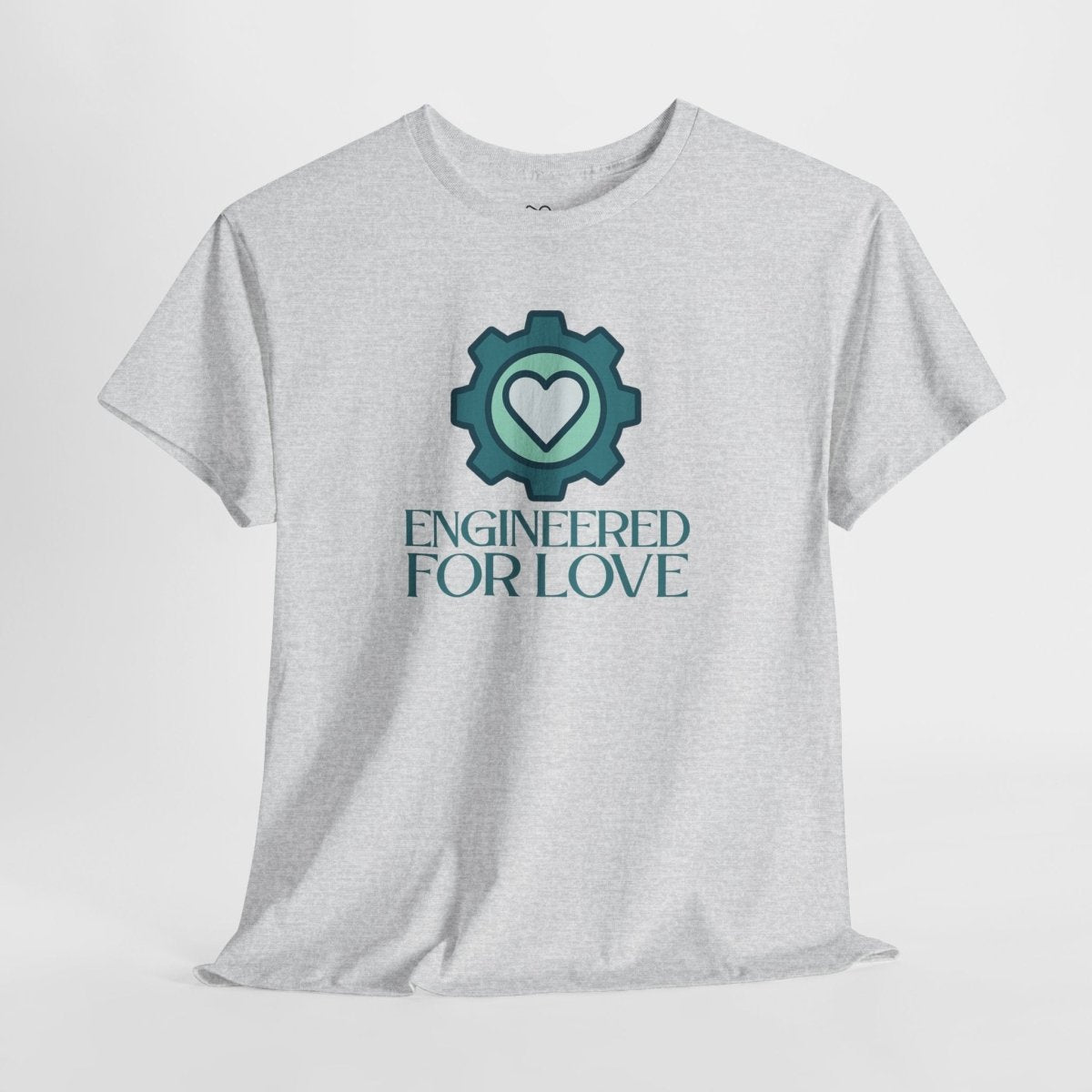 "Engineered for Love" Unisex Heavy Cotton Tee, Gift for Him/Her, Valentine's Day Shirt, Casual Wear CW - 1 Teal - AI Tee Hero