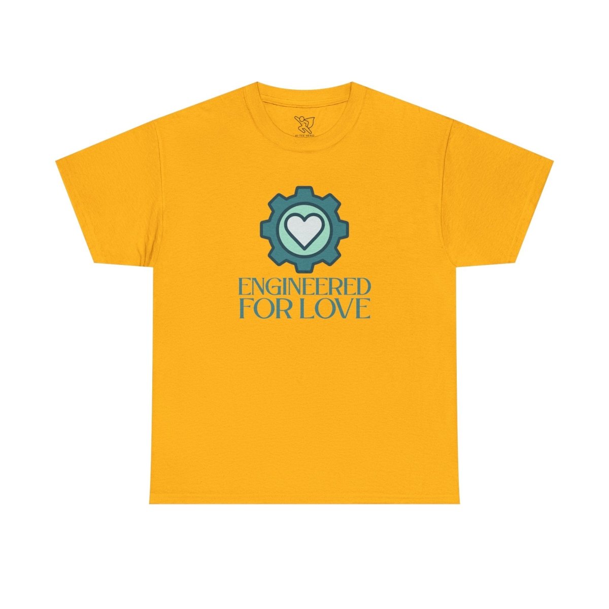 "Engineered for Love" Unisex Heavy Cotton Tee, Gift for Him/Her, Valentine's Day Shirt, Casual Wear CW - 1 Teal - AI Tee Hero