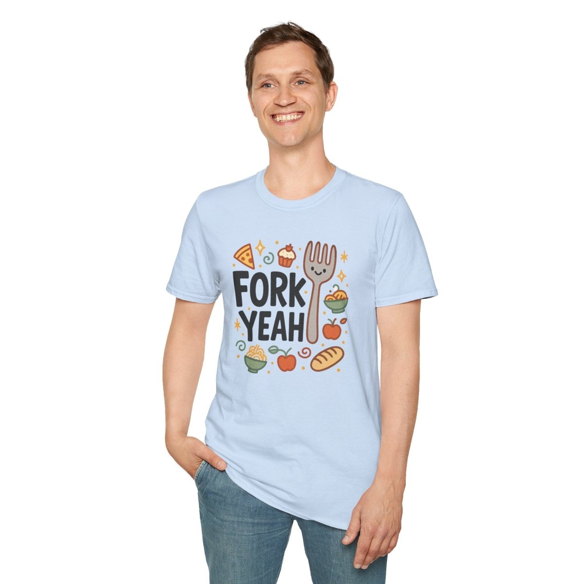 Foodie "Fork Yeah" T-Shirt, Unisex Cotton Tee, Cooking Gift Shirt, Kitchen Love, Food Lover Apparel, Culinary Humor Tee - AI Tee Hero
