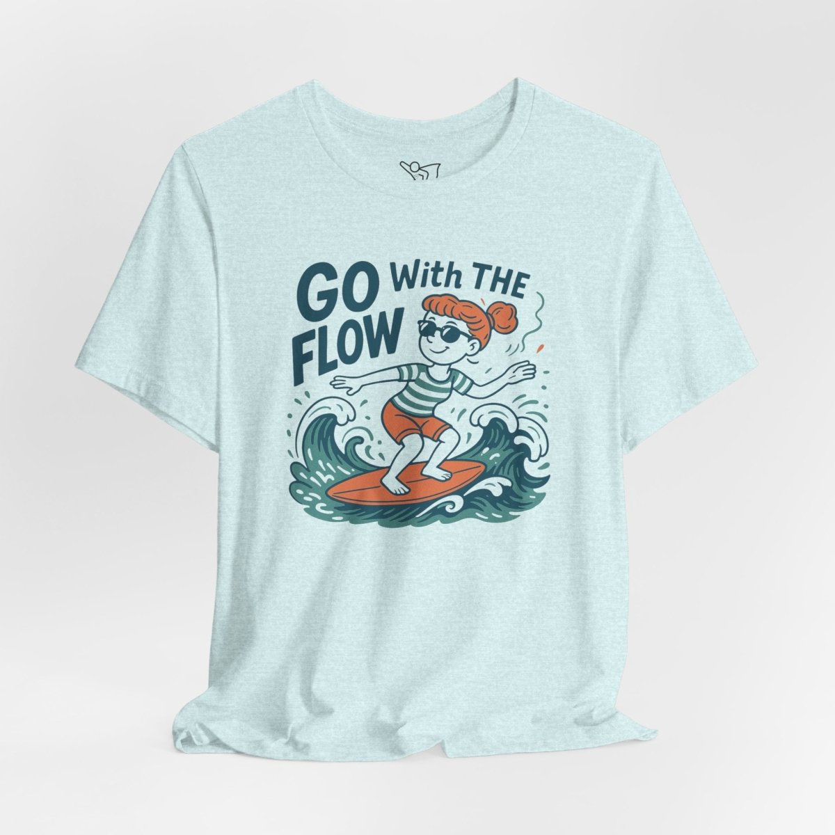 "Go With the Flow" Surf Vibes Unisex Tee, Fun Summer Shirt, Gift for Beach Lovers, Casual Wear, Surfing Apparel, Adventure T-Shirt - MINDSet Collection - AI Tee Hero