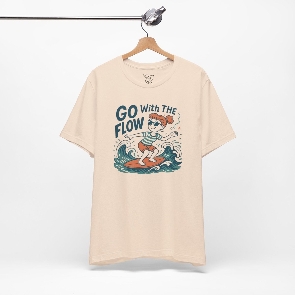 "Go With the Flow" Surf Vibes Unisex Tee, Fun Summer Shirt, Gift for Beach Lovers, Casual Wear, Surfing Apparel, Adventure T-Shirt - MINDSet Collection - AI Tee Hero