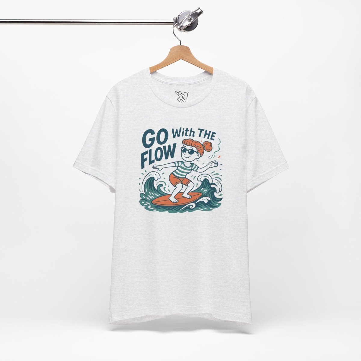 "Go With the Flow" Surf Vibes Unisex Tee, Fun Summer Shirt, Gift for Beach Lovers, Casual Wear, Surfing Apparel, Adventure T-Shirt - MINDSet Collection - AI Tee Hero