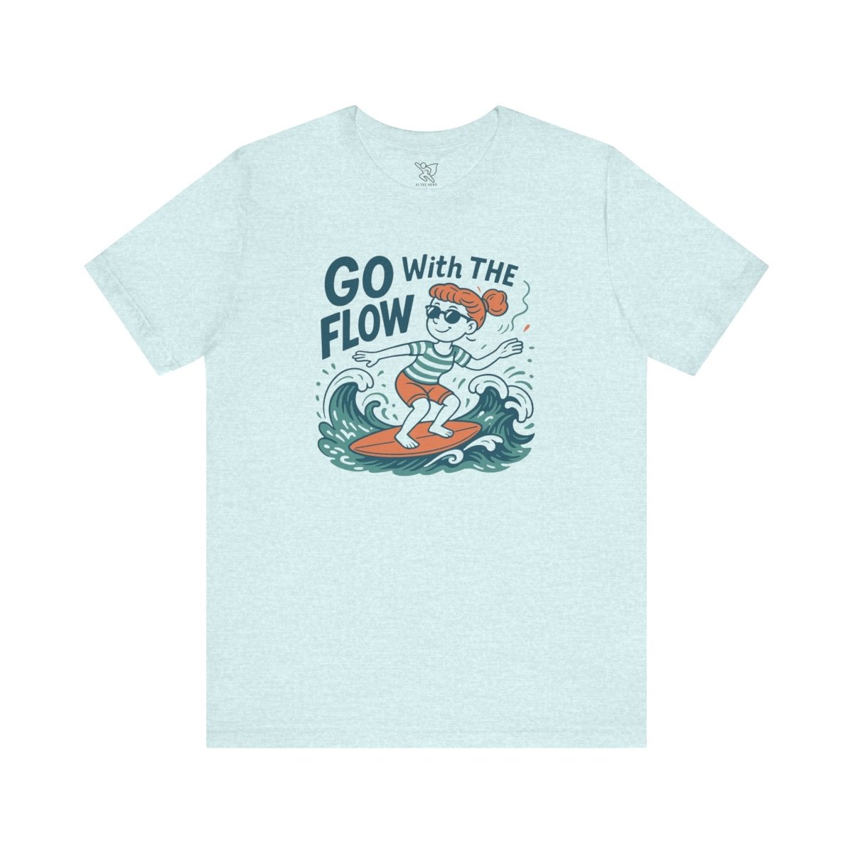 "Go With the Flow" Surf Vibes Unisex Tee, Fun Summer Shirt, Gift for Beach Lovers, Casual Wear, Surfing Apparel, Adventure T-Shirt - MINDSet Collection - AI Tee Hero
