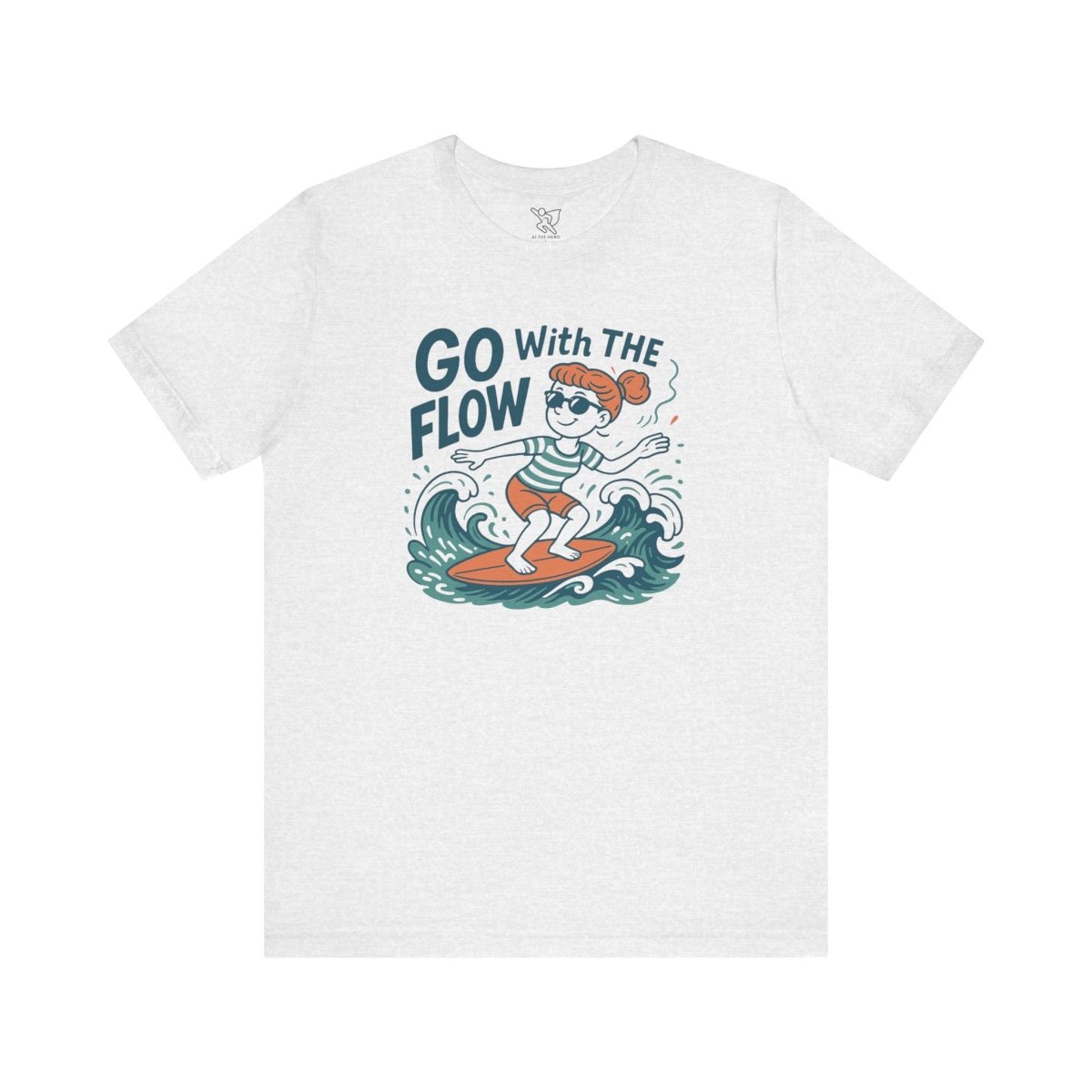 "Go With the Flow" Surf Vibes Unisex Tee, Fun Summer Shirt, Gift for Beach Lovers, Casual Wear, Surfing Apparel, Adventure T-Shirt - MINDSet Collection - AI Tee Hero
