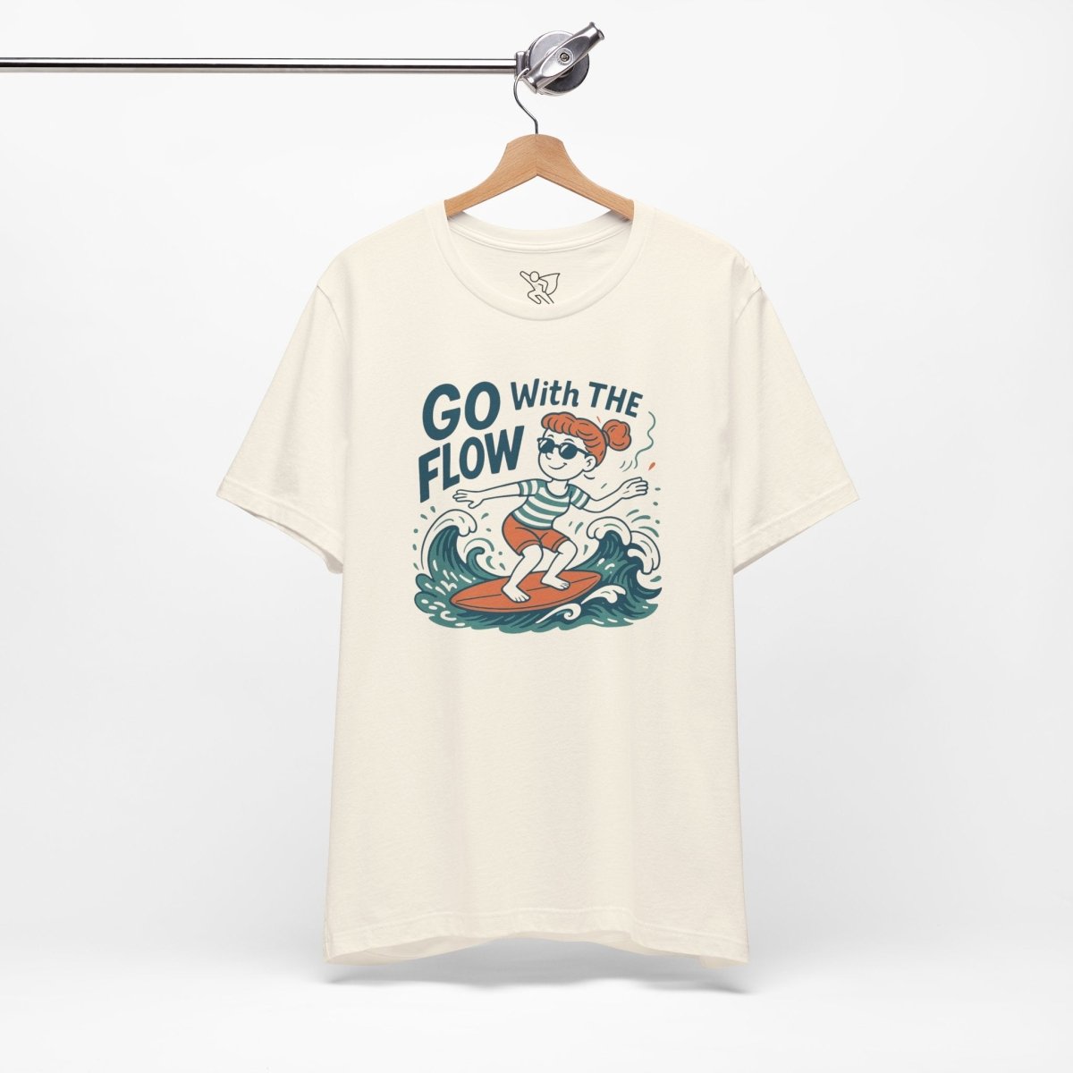 "Go With the Flow" Surf Vibes Unisex Tee, Fun Summer Shirt, Gift for Beach Lovers, Casual Wear, Surfing Apparel, Adventure T-Shirt - MINDSet Collection - AI Tee Hero