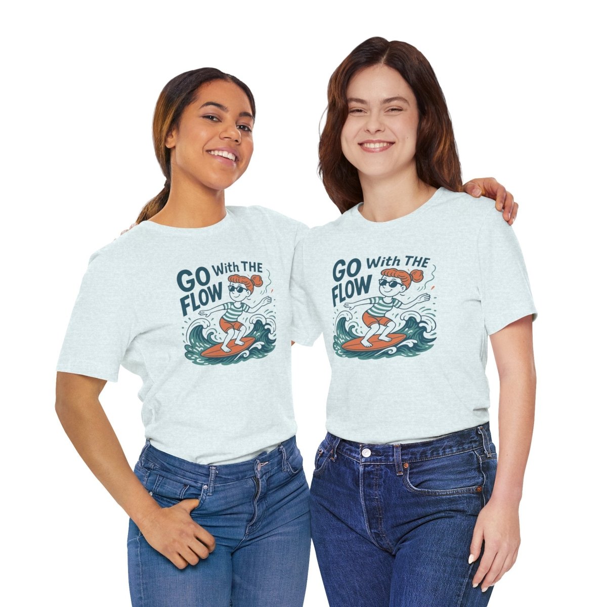"Go With the Flow" Surf Vibes Unisex Tee, Fun Summer Shirt, Gift for Beach Lovers, Casual Wear, Surfing Apparel, Adventure T-Shirt - MINDSet Collection - AI Tee Hero