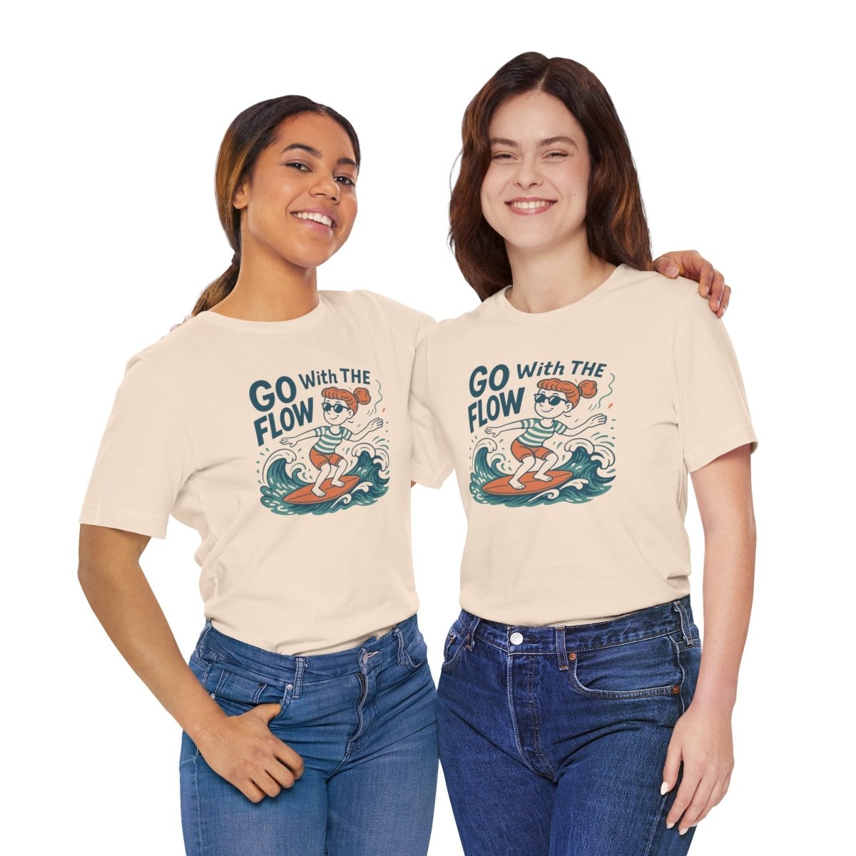"Go With the Flow" Surf Vibes Unisex Tee, Fun Summer Shirt, Gift for Beach Lovers, Casual Wear, Surfing Apparel, Adventure T-Shirt - MINDSet Collection - AI Tee Hero
