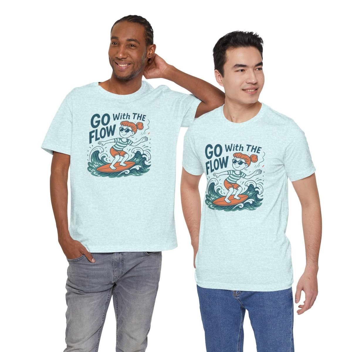 "Go With the Flow" Surf Vibes Unisex Tee, Fun Summer Shirt, Gift for Beach Lovers, Casual Wear, Surfing Apparel, Adventure T-Shirt - MINDSet Collection - AI Tee Hero