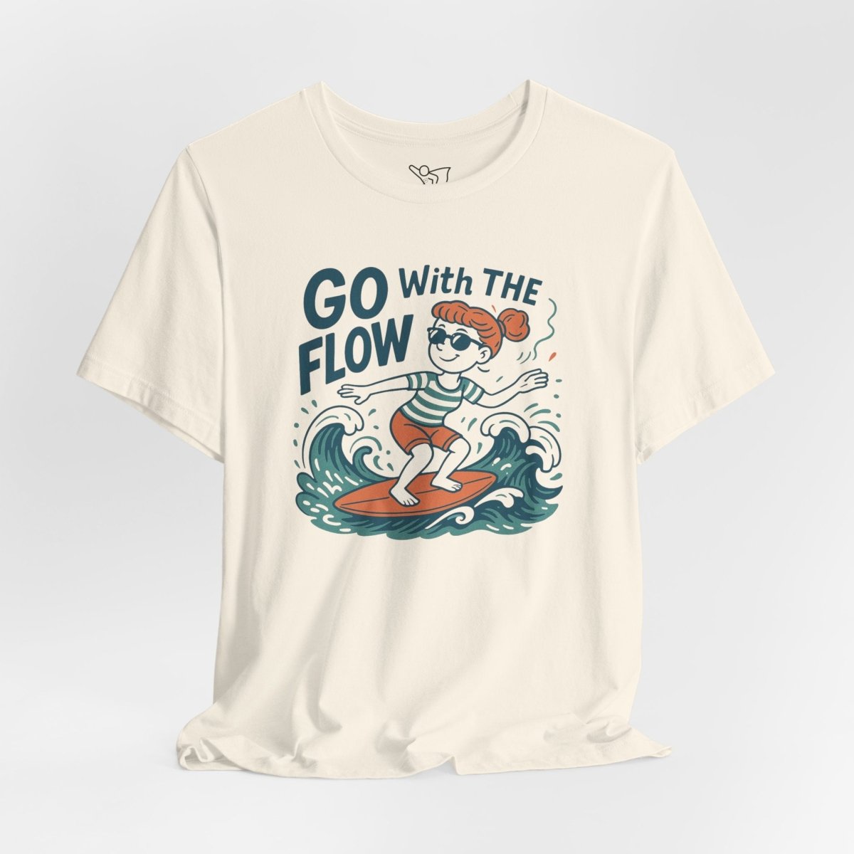 "Go With the Flow" Surf Vibes Unisex Tee, Fun Summer Shirt, Gift for Beach Lovers, Casual Wear, Surfing Apparel, Adventure T-Shirt - MINDSet Collection - AI Tee Hero