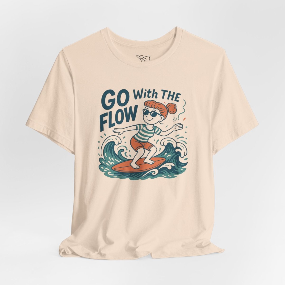 "Go With the Flow" Surf Vibes Unisex Tee, Fun Summer Shirt, Gift for Beach Lovers, Casual Wear, Surfing Apparel, Adventure T-Shirt - MINDSet Collection - AI Tee Hero